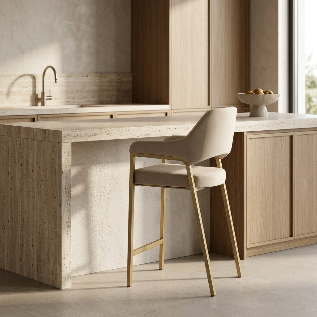 Alice Modern Beige & Gold Counter Stool