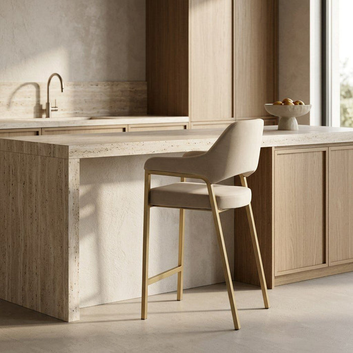 Alice Modern Beige & Gold Counter Stool