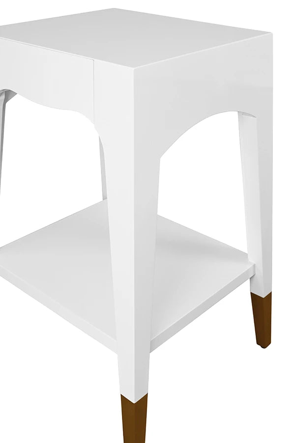 Julia 20" White & Gold Nightstand/Accent Table