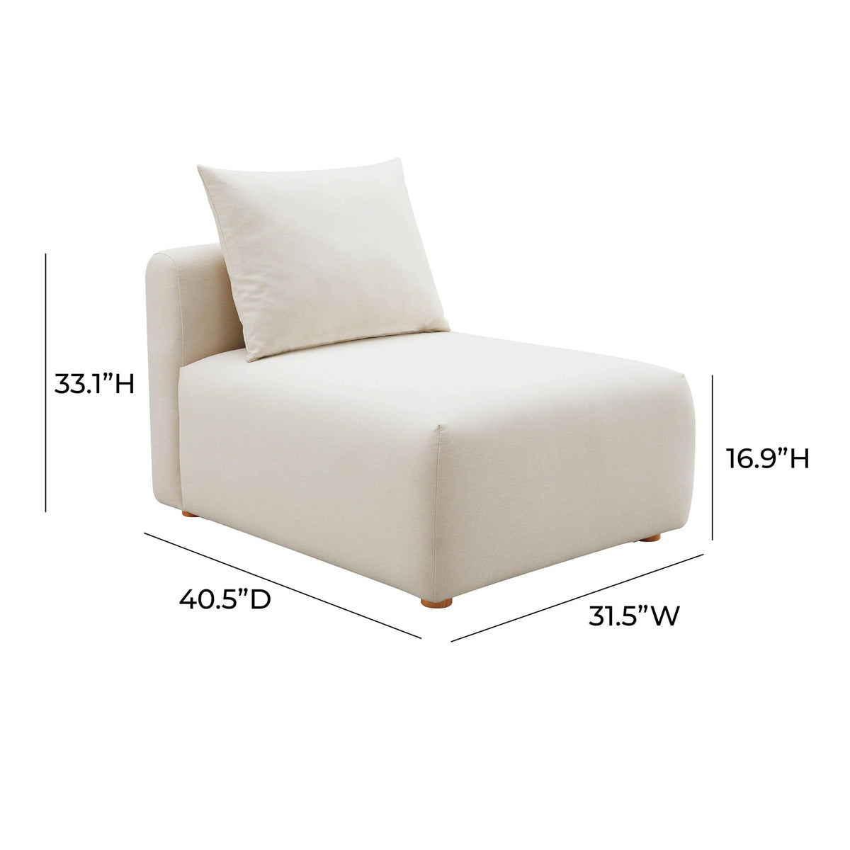 Karsyn Cream Performance Linen Modular Armless Chair