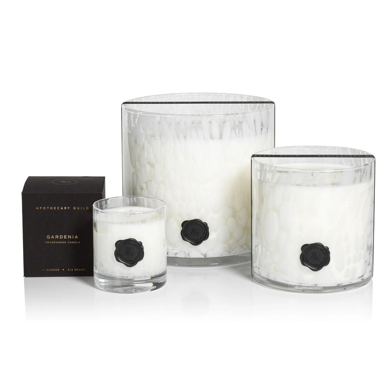Opal Glass Five-Wick Candle Jar White/Gardenia (Set of 2)