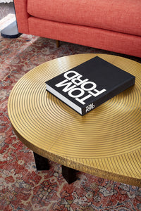 Jacklyn 55.25" Antique Brass & Dark Bronze Coffee Table