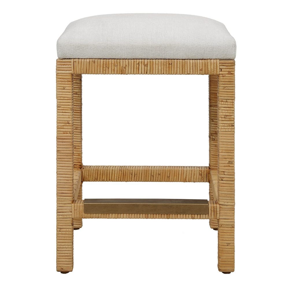 Mary Off White Natural Rattan Counter Stool