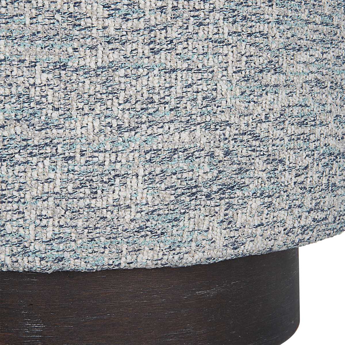 Messeta 16" Blue & White Tweed & Dark Walnut Oak Ottoman