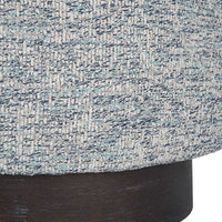 Messeta 16" Blue & White Tweed & Dark Walnut Oak Ottoman