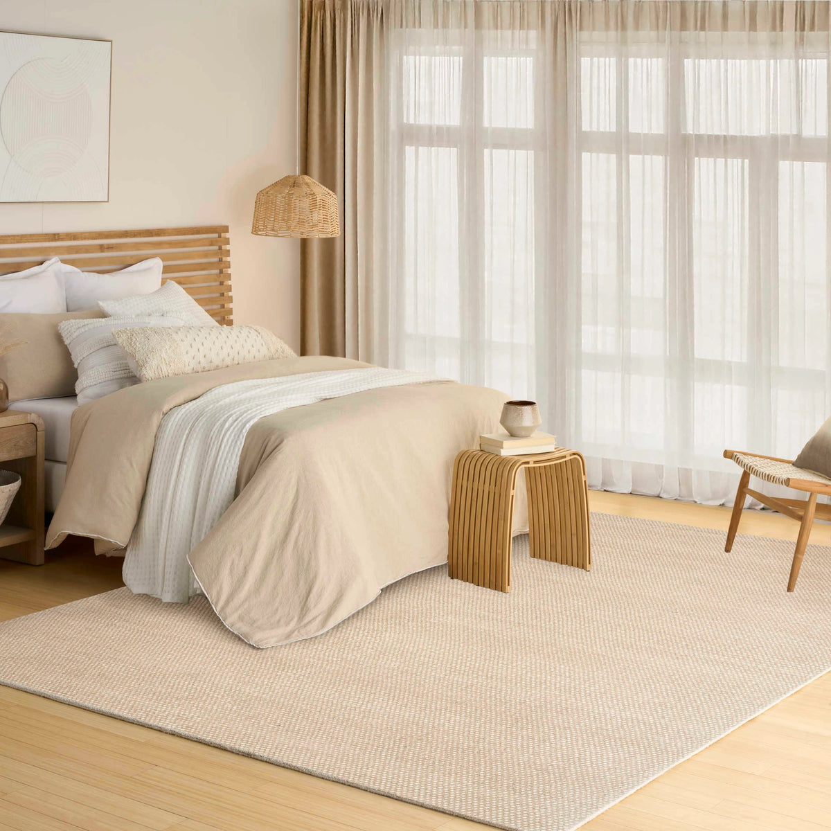 Everly Ivory Taupe Wool Blend Area Rug