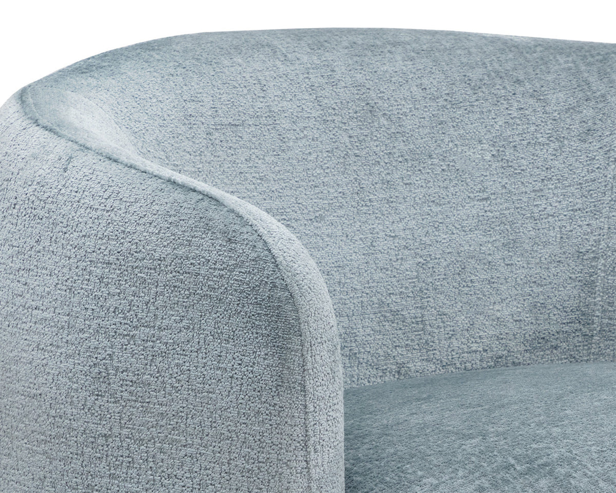 Mircea French Blue Plush Upholstered Curved Accent Chair