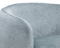 Mircea French Blue Plush Upholstered Curved Accent Chair