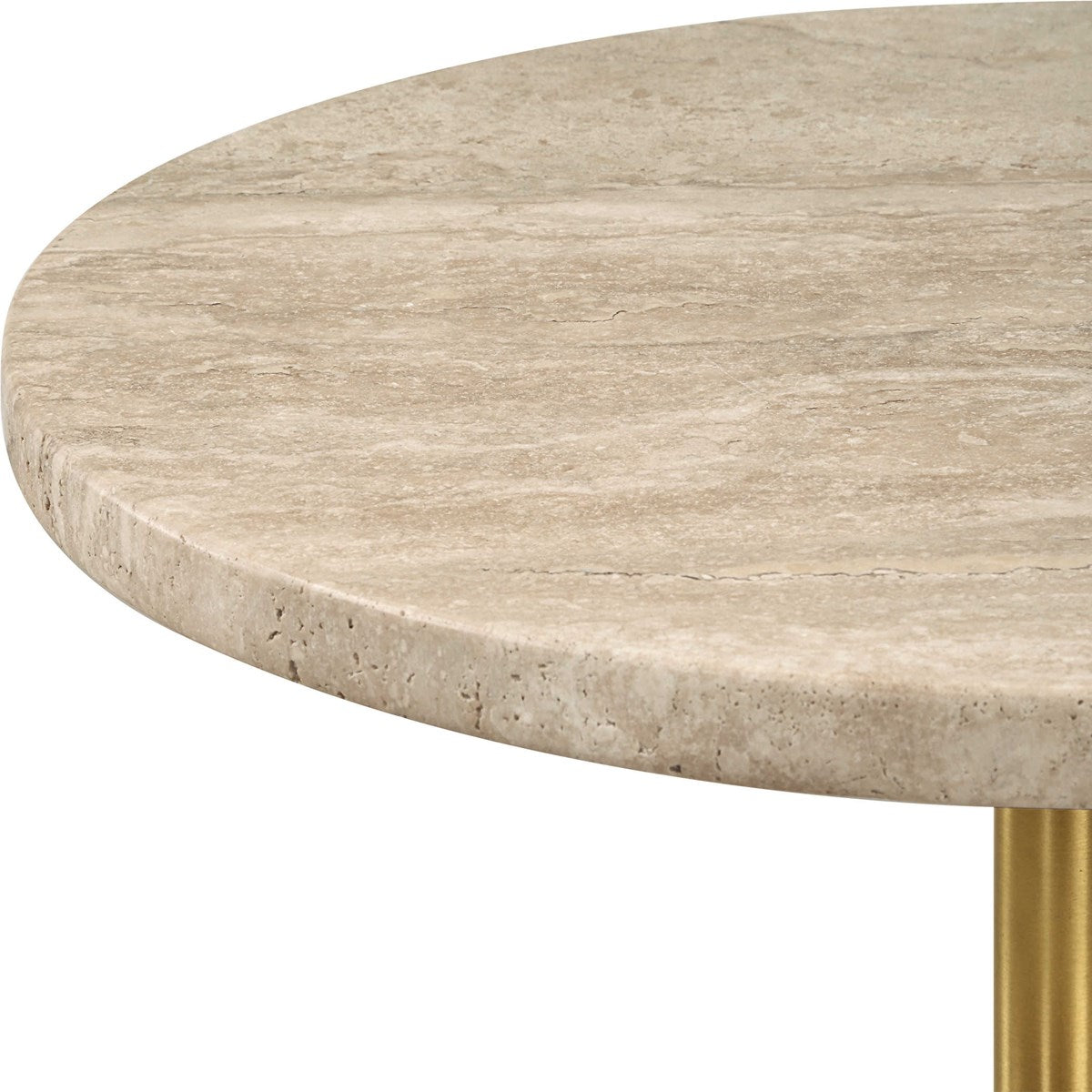 Layla Travertine & Gold Accent Table