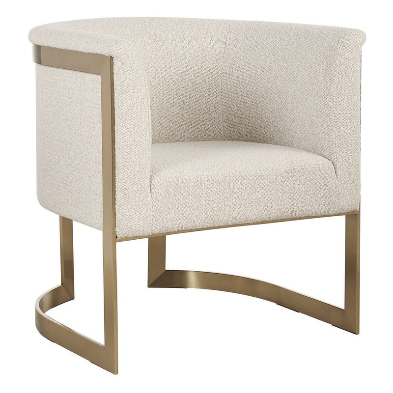 Linah Tan Boucle & Gold Accent Chair