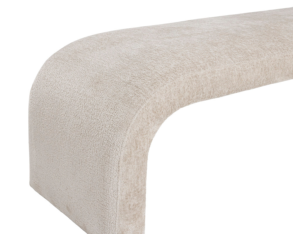 Nahara Taupe Plush Upholstered Arch Bench