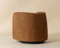 Emilie Caramel Leather Swivel Accent Chair