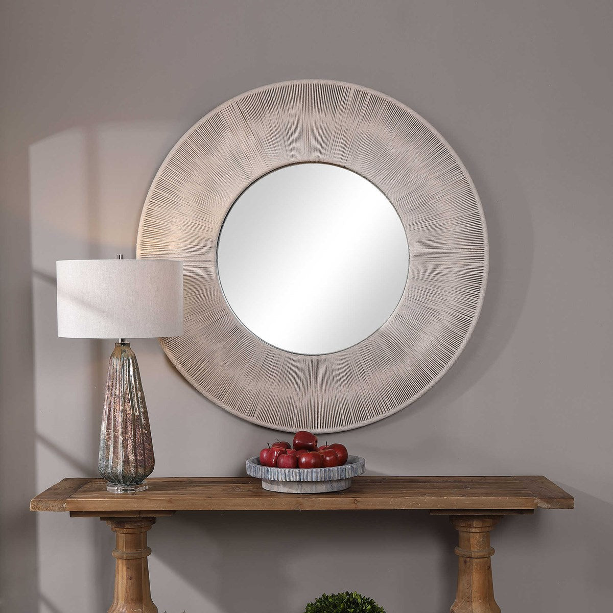 Sailor's Knot 51" White Round Mirror