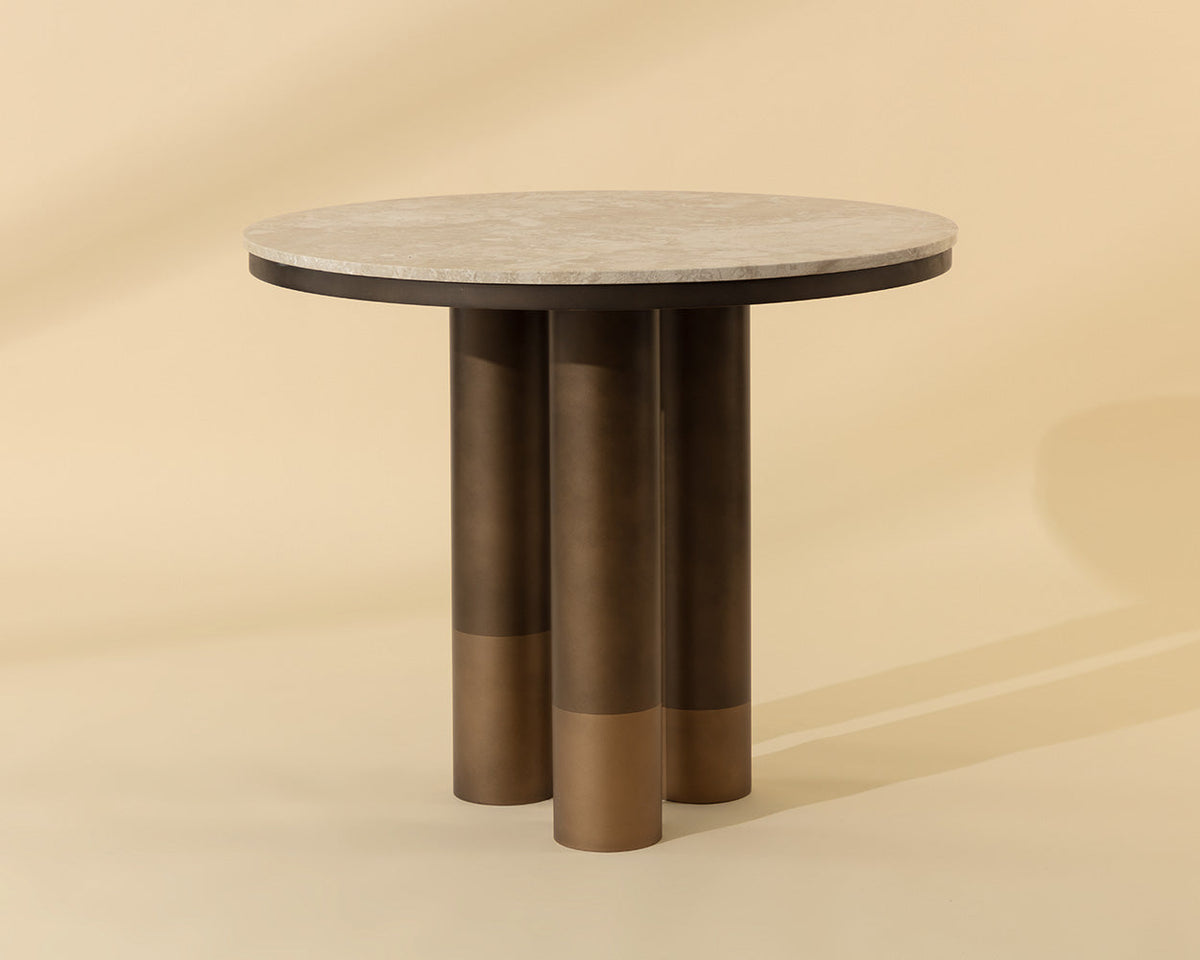 Andina Greige Marble & Two-Tone Bronze Gold Bistro Table