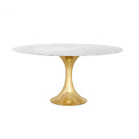 Ruthie 60" Carrara Round Dining Table, Brass With Marble Top