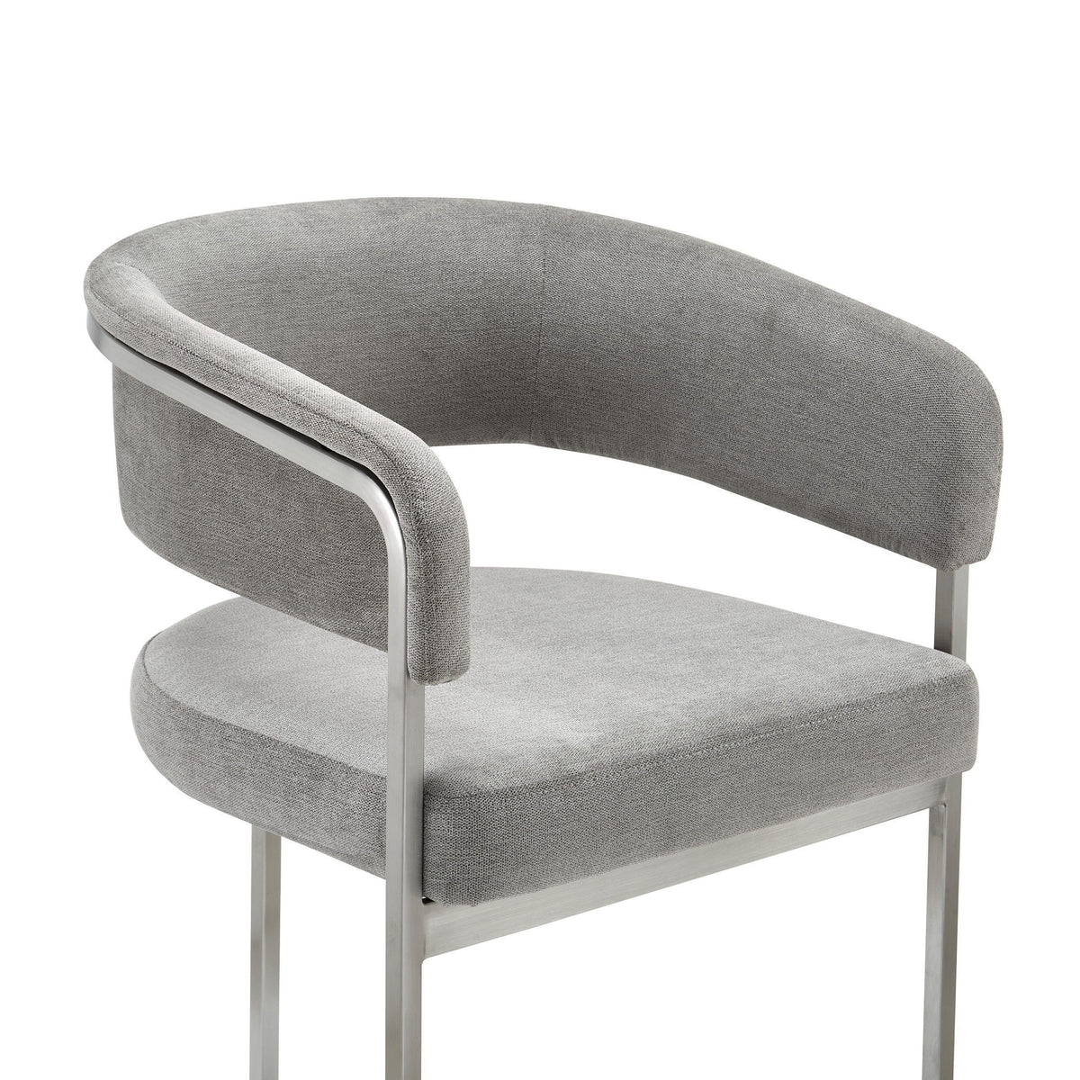 Villa Modern Grey Fabric & Silver Counter Chair