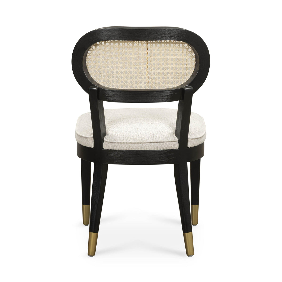 Mazie Black Dining Chair in Cream Performance Linen