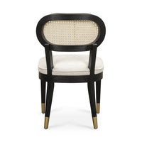 Mazie Black Dining Chair in Cream Performance Linen