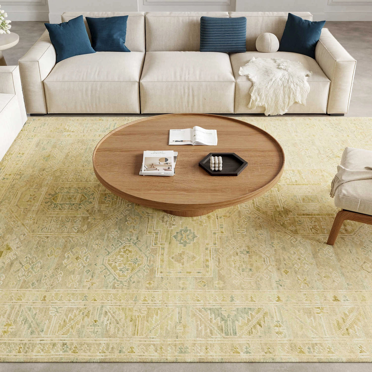 Giselle Green Wool Multicolor Area Rug