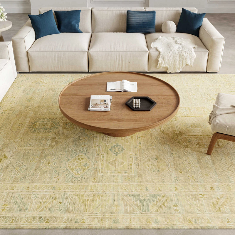 Giselle Green Wool Multicolor Area Rug
