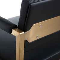 Lila Black Gold Steel Faux Leather Counter Stool - Luxury Living Collection