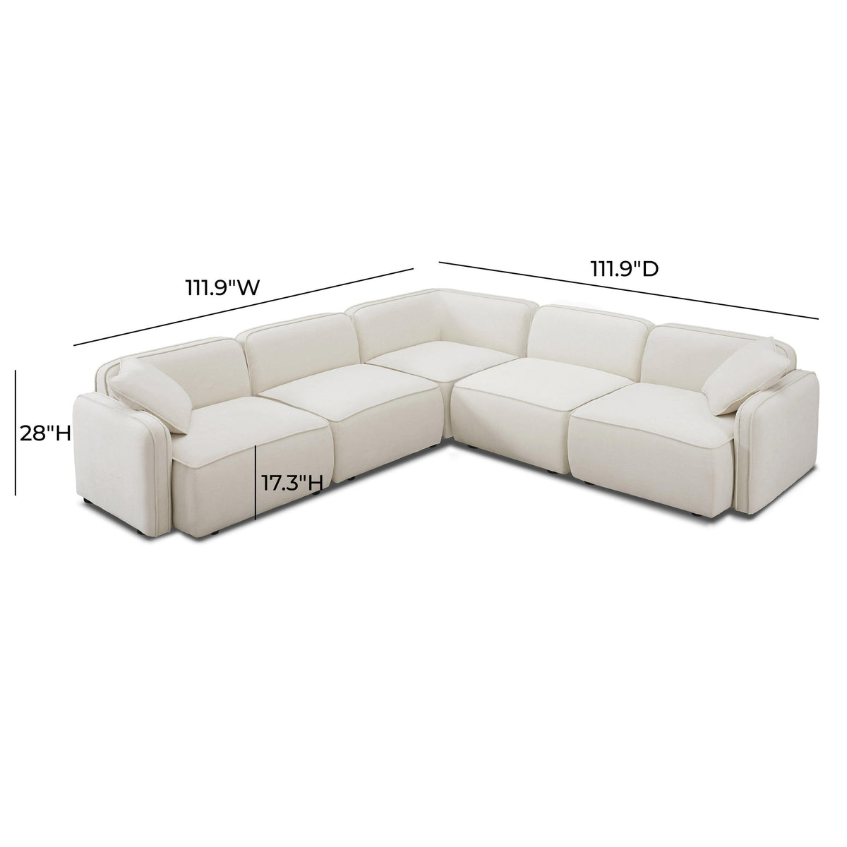Travie 111.9" Sand Upcycled Performance Linen Modular L-Sectional