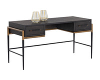 Weldrick 60" Dark Brown & Antique Brass Desk