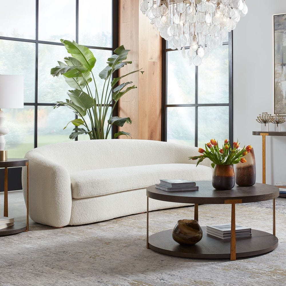 Eesha 90" Luxurious Off-White Faux Shearling Sofa