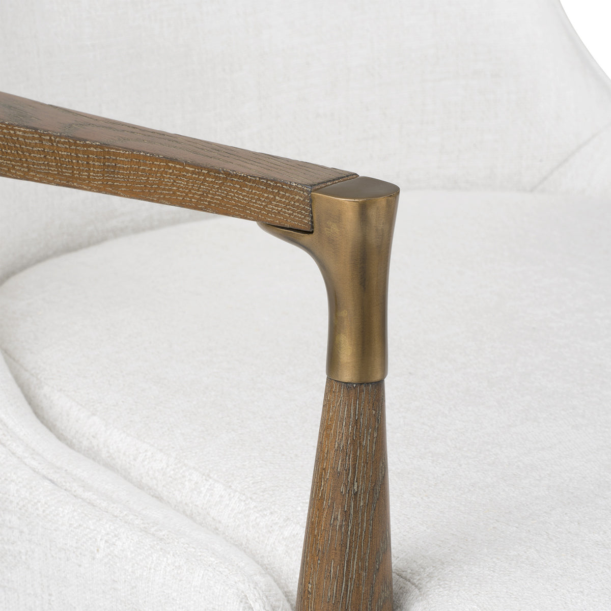 Livia Soft White Velvet & Oak Driftwood Accent Chair