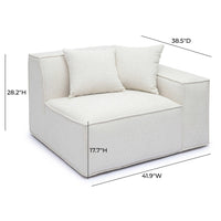 Mindy Cream Performance Chenille Basketweave RAF Corner Chair