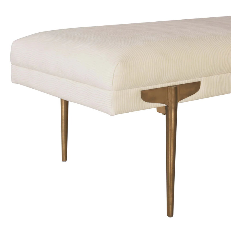 Kaya 53' Off-White Waived Velvet Bench - Luxury Living Collection