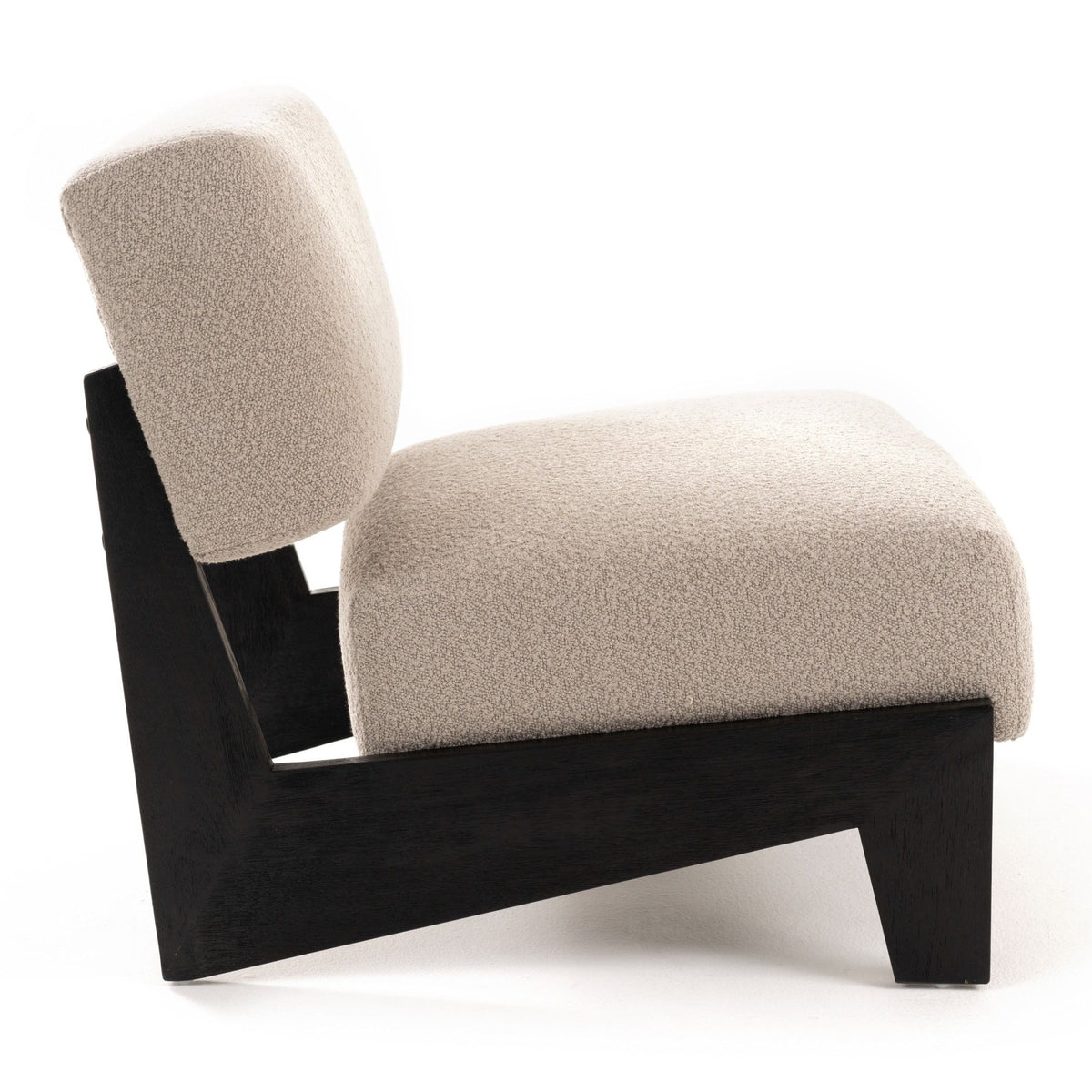 Kenna Modern Light Grey Fabric & Black Walnut Accent Chair