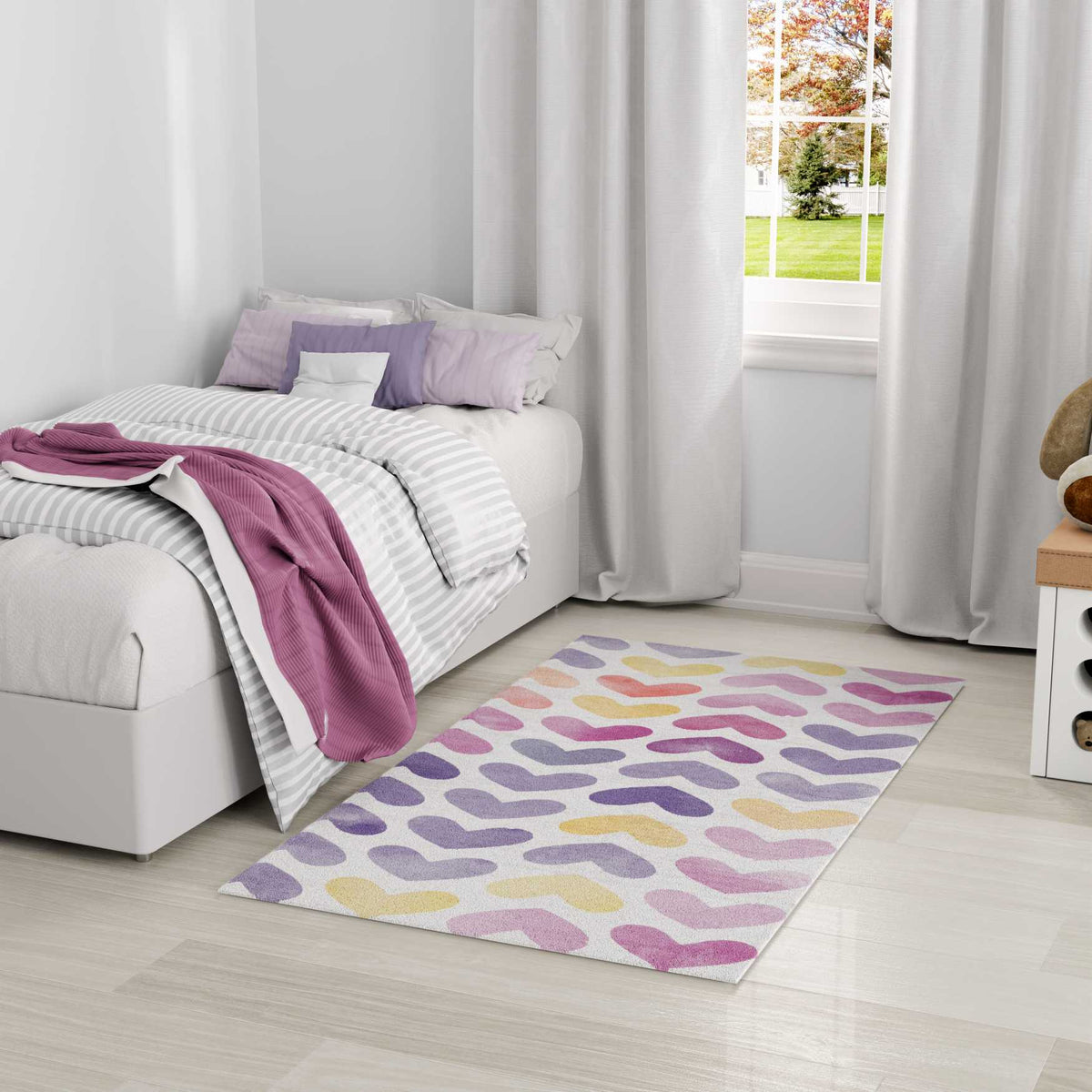 Pastel Multicolour Hearts Area Rug