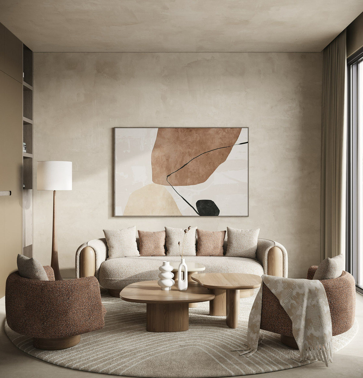 Olin Modern 3-Piece Buckwheat + Onyx Nesting Coffee Table Set