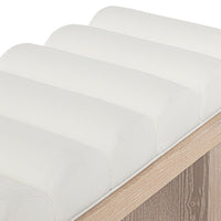 Delphine Natural White Linen & Cerused Oak Bench