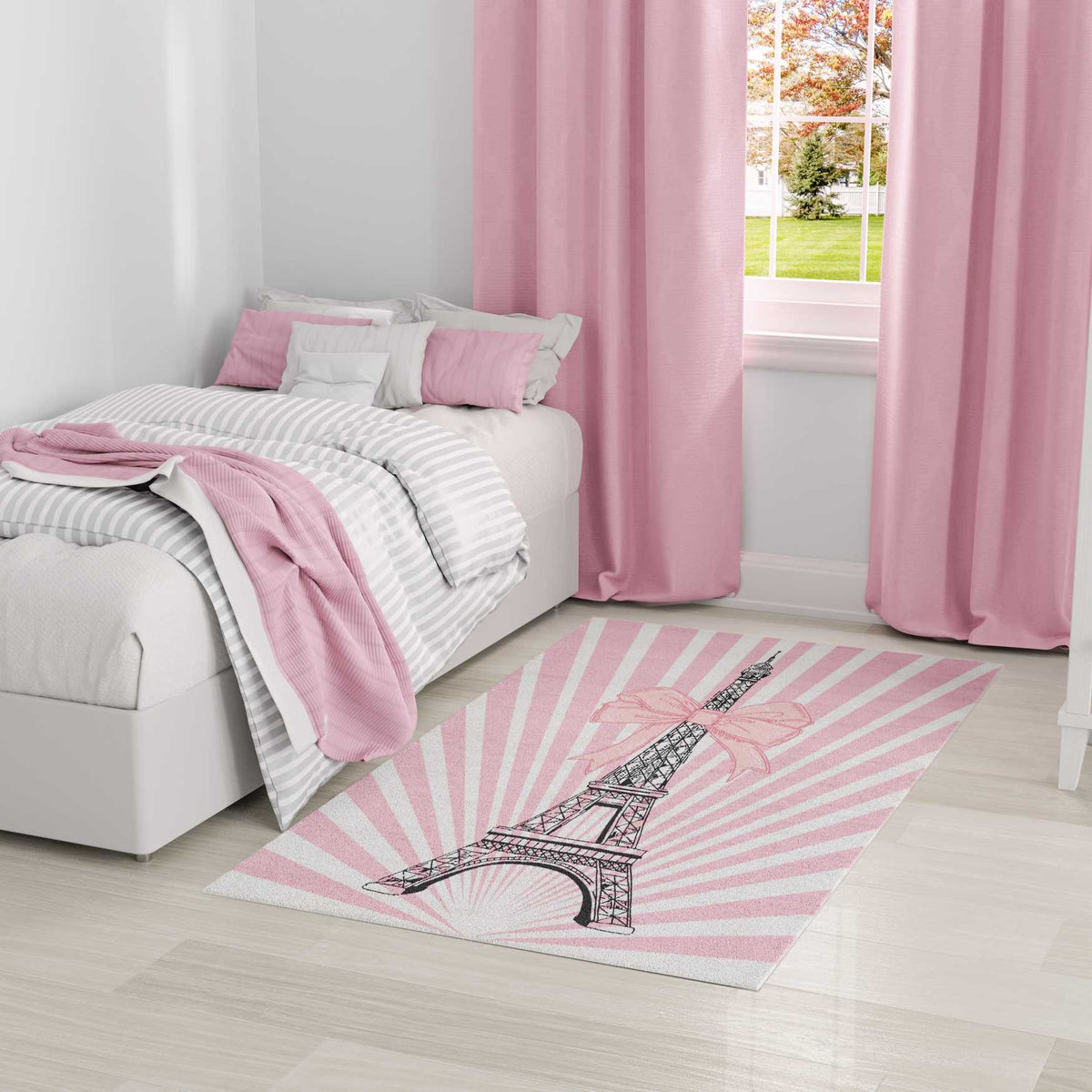 Eiffel Tower Pink Area Rug