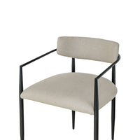 Fatime Cream Linen Forged Iron Dining Chair