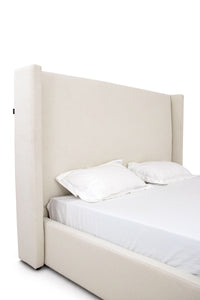 Casy Modern Off White Fabric Bed