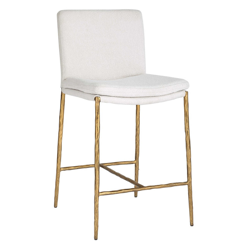 Chase White Boucle & Gold Counter Stool