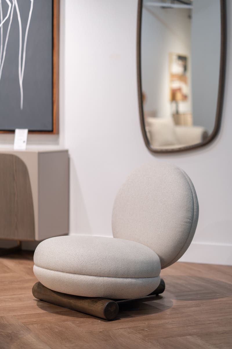 Linten Contemporary Off-White Fabric Accent Chair