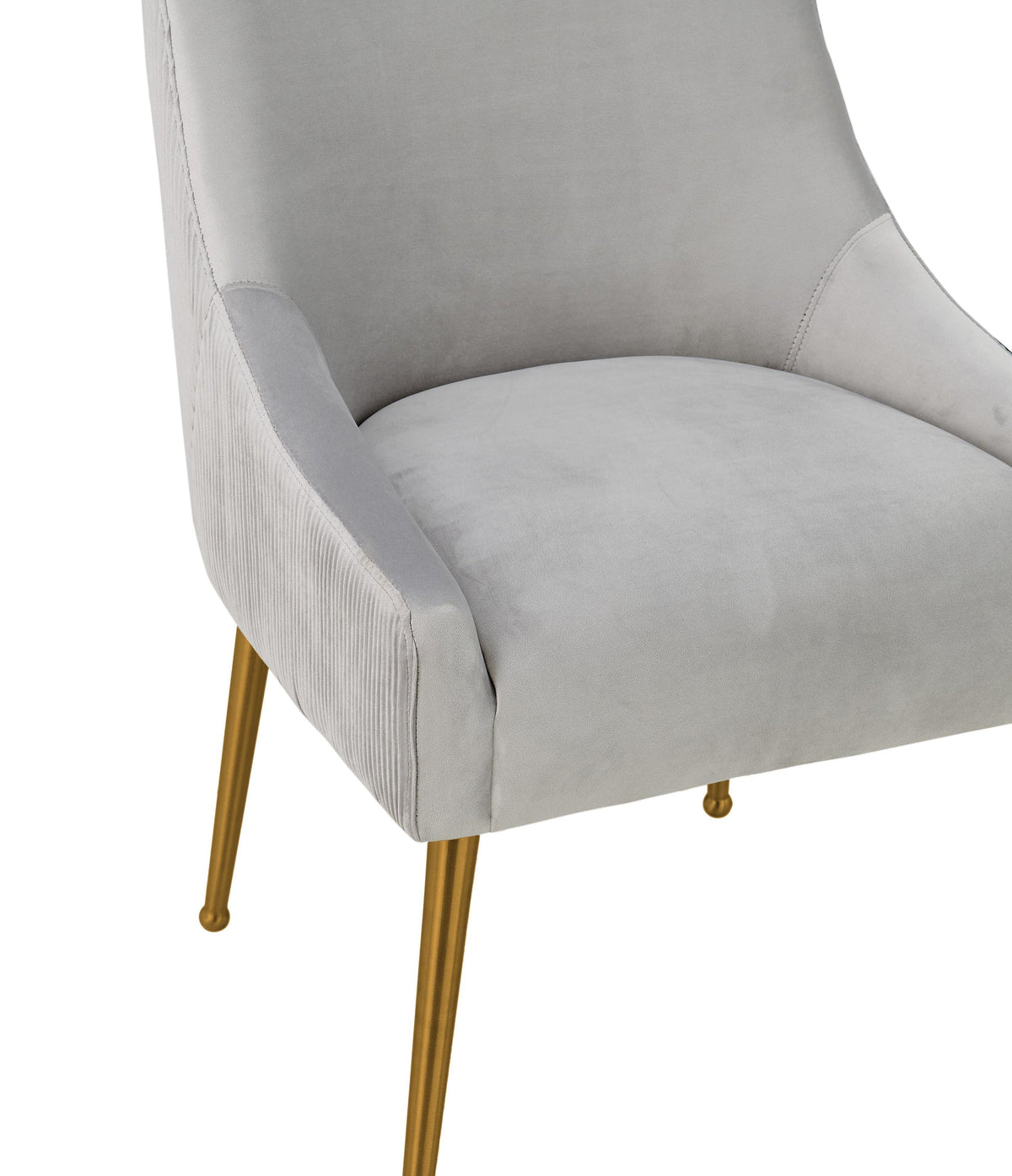 Prado Light Grey Pleated Velvet With Gold Frame Chair - Luxury Living Collection