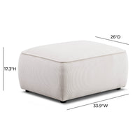 Travie White Sand Performance Corduroy Velvet Ottoman