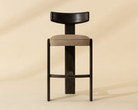 Horton Dark Brown Oak & Sahara Sand Leather Bar Stool