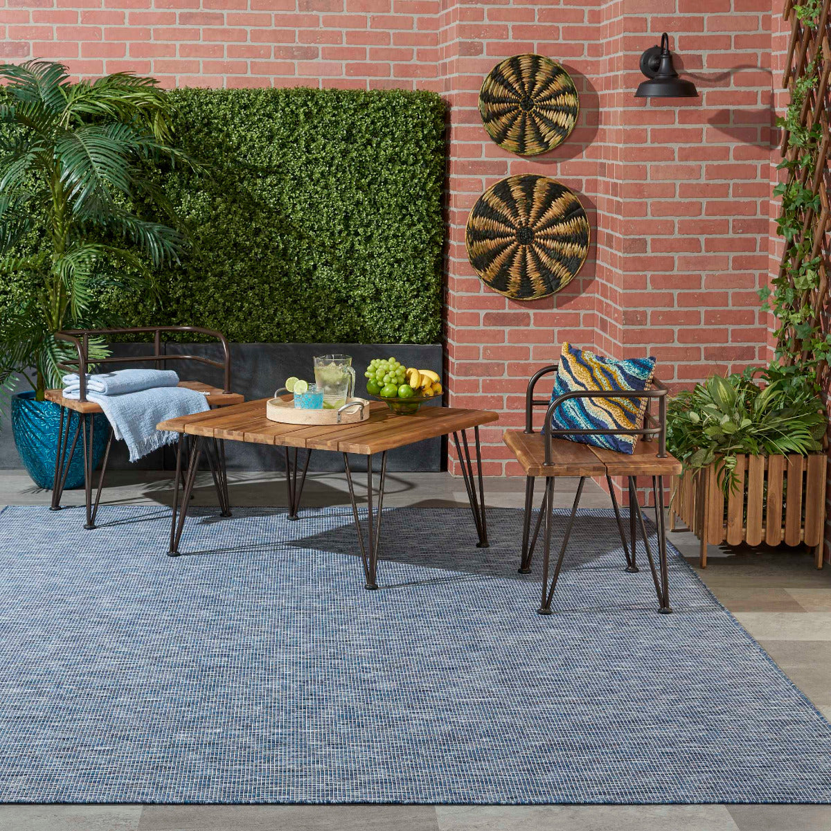 Amedee Indoor/Outdoor Navy Blue Design Area Rug - Elegance Collection