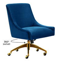 Prado Navy Velvet Office Swivel Office Chair - Luxury Living Collection
