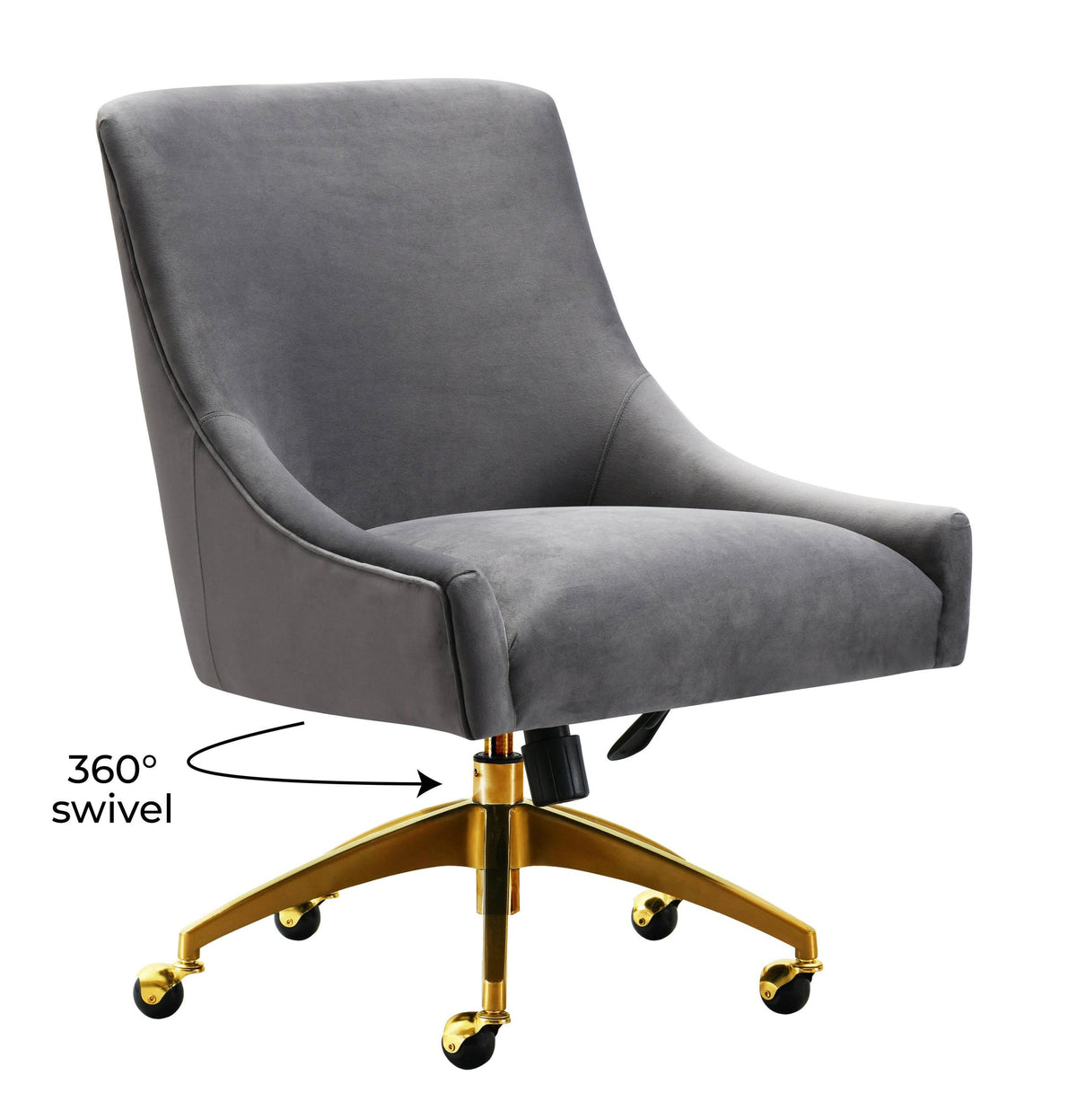 Prado Grey Velvet Office Swivel Office Chair - Luxury Living Collection