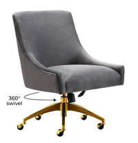 Prado Grey Velvet Office Swivel Office Chair - Luxury Living Collection