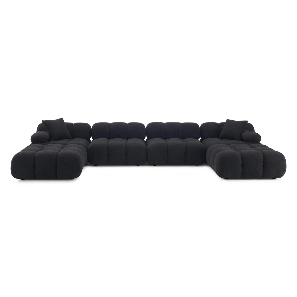 Vogue 157.6" Black Performance Vegan Shearling 6-piece Modular U-Sectional