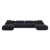 Vogue 157.6" Black Performance Vegan Shearling 6-piece Modular U-Sectional