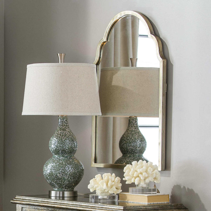 Amore 20" Antiqued Silver Champagne Arched Mirror